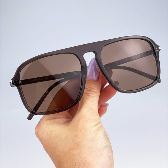 🔥Saint Laurent SL590 003 Sunglasses Brown Aviator Unisex - Picture 6 of 15